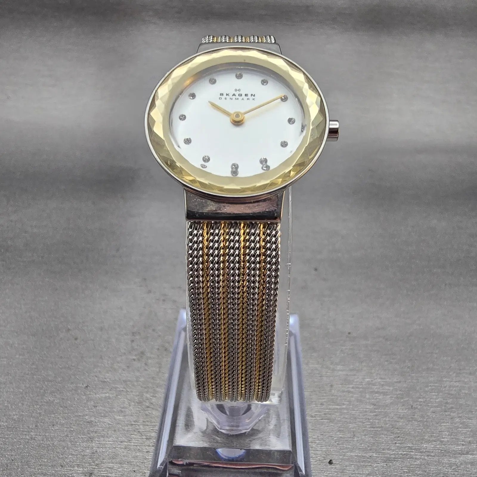 Skagen Leonora Watch Women 25mm Silver Dial Two Tone Round 456SGS1 New Battery5