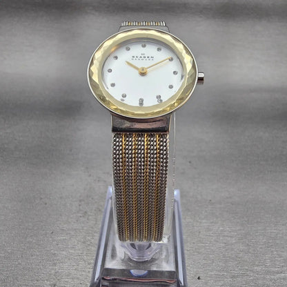 Skagen Leonora Watch Women 25mm Silver Dial Two Tone Round 456SGS1 New Battery5