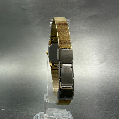 Seiko Watch Women 14mm Champagne Dial Gold Tone Oval 1F20-5C90 New Battery VTG7