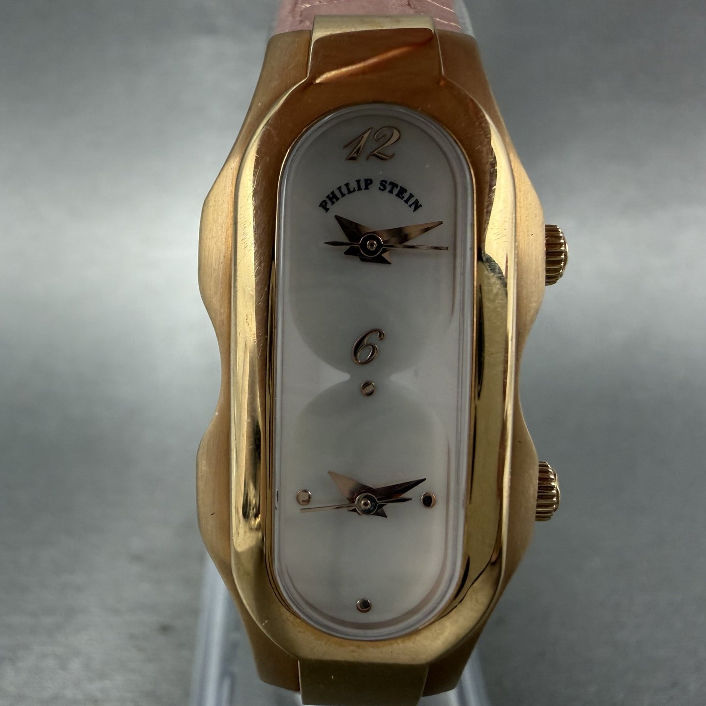 Philip Stein Teslar Dual Time Watch Women 19mm MOP Dial Rose Gold Tone New Batt1