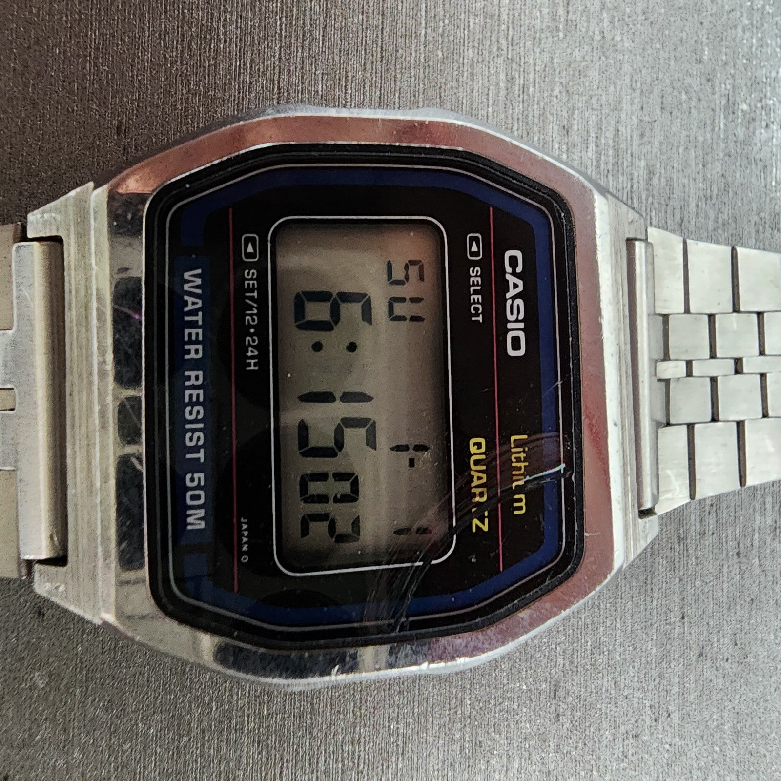 Casio W62 Watch Men 34mm Digital Silver Tone Octagon READ!! New Battery Vintage1
