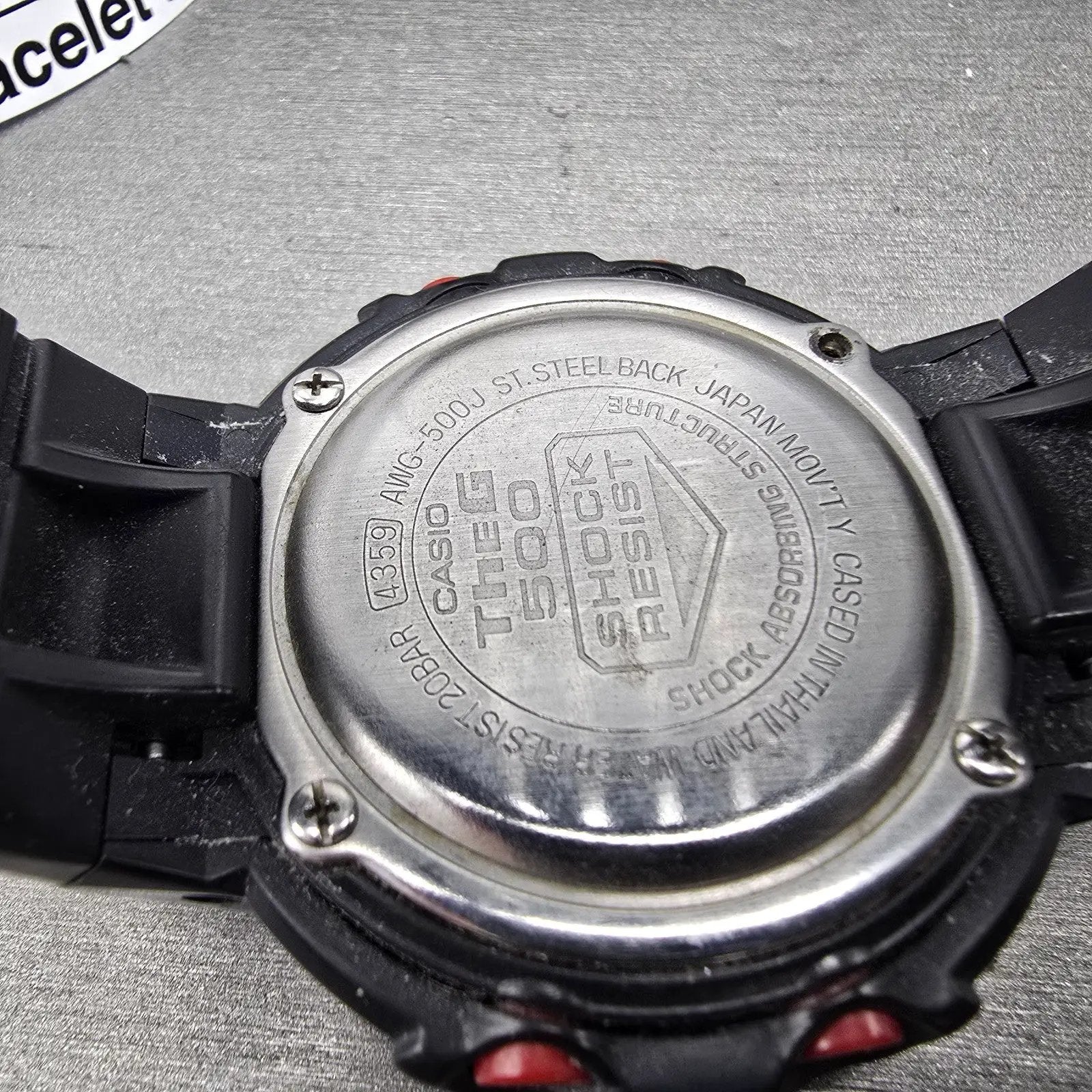 Casio G-Shock AWG-500J Watch Men 48mm Black Dial Black Alarm Chronograph Solar10
