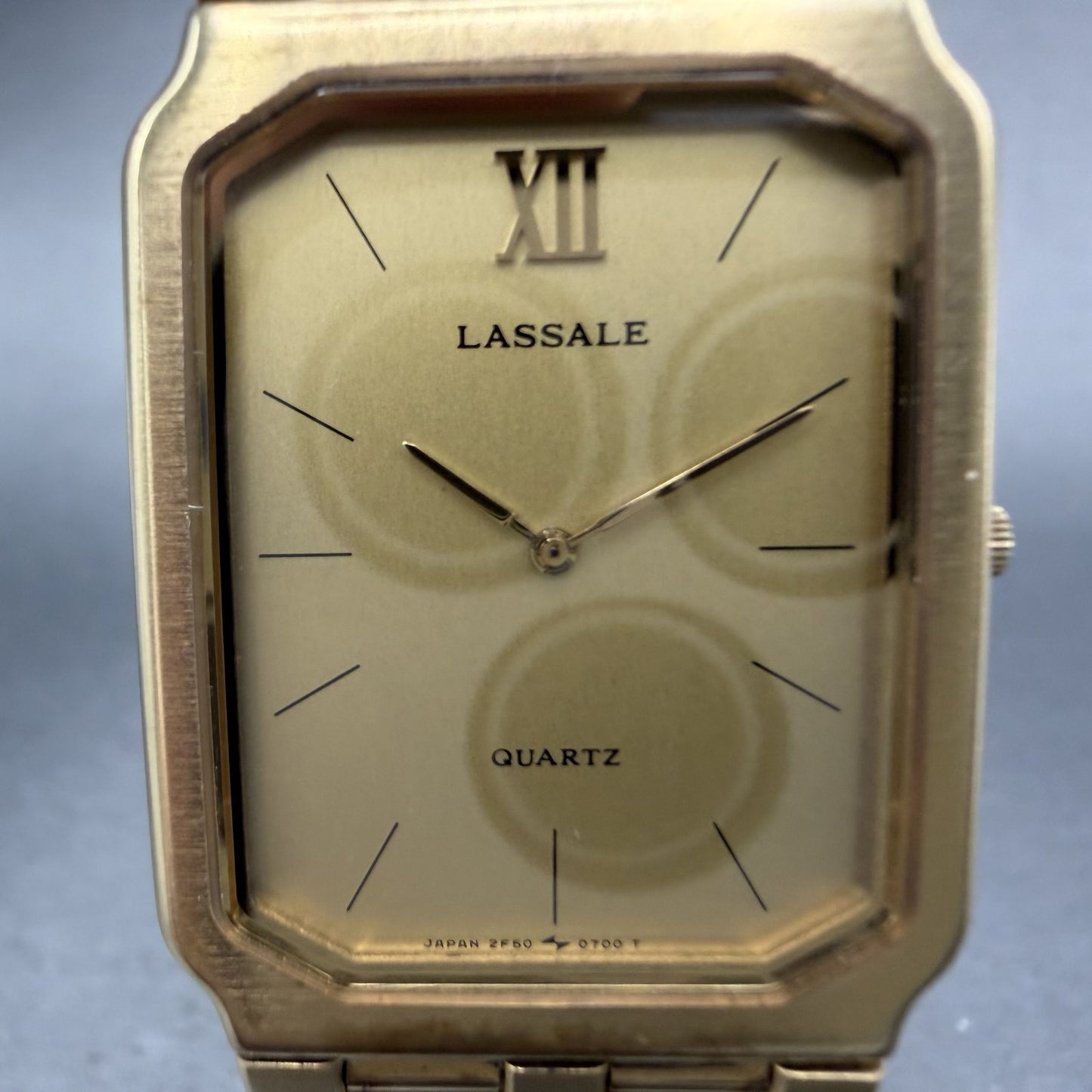 Seiko Lassale Tank Watch Men 25mm Champagne Dial Gold Tone 2F50-5669 New Battery1
