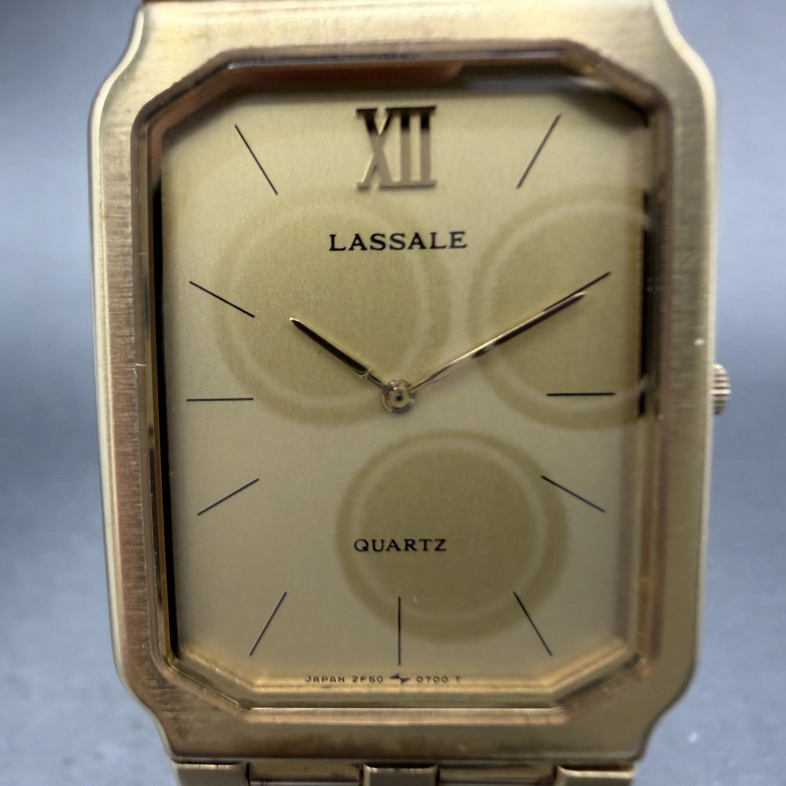 Seiko Lassale Tank Watch Men 25mm Champagne Dial Gold Tone 2F50-5669 New Battery1