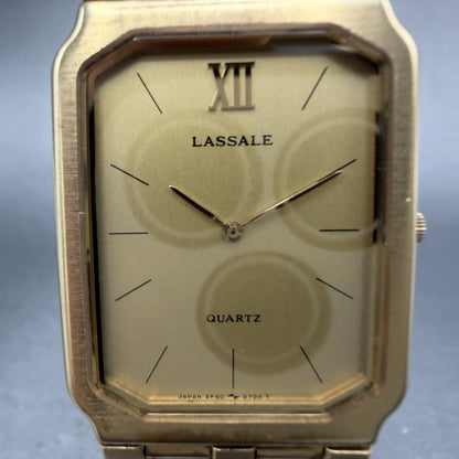 Seiko Lassale Tank Watch Men 25mm Champagne Dial Gold Tone 2F50-5669 New Battery1