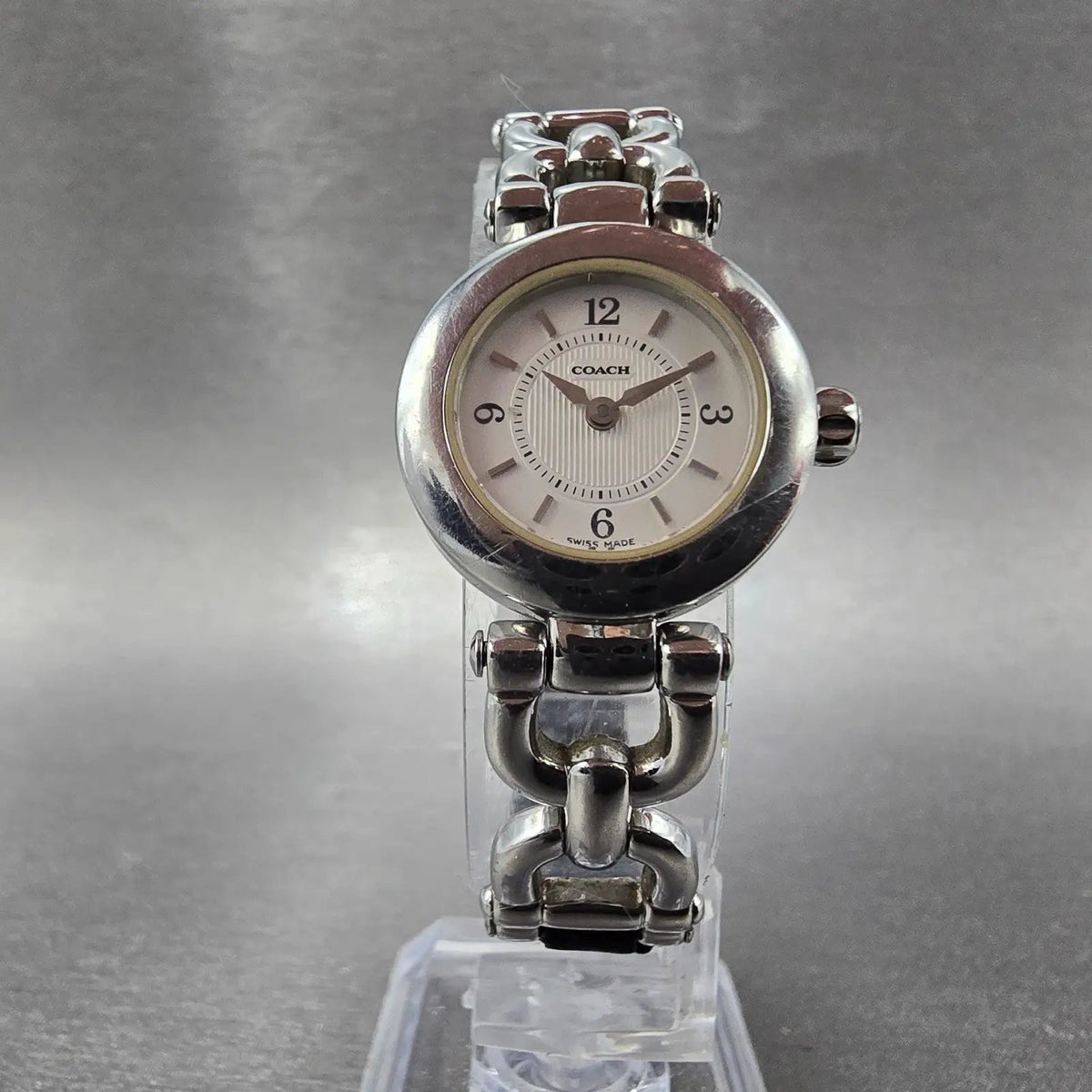 Coach Watch Women 22mmm Silver Dial Steel Round Leather W024PARTS7