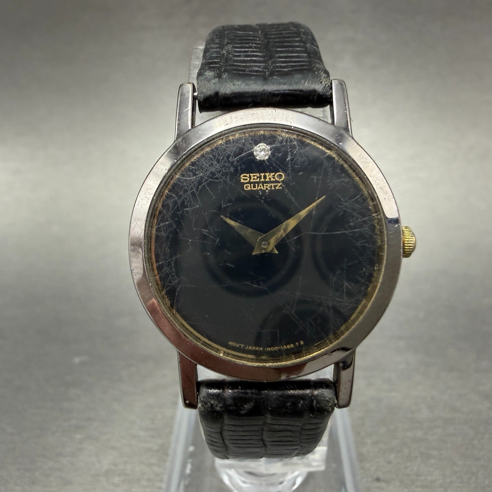 Seiko Watch Women 25mm Black Dial Black Tone Round 1N00-0C99 New Battery VTG GH0