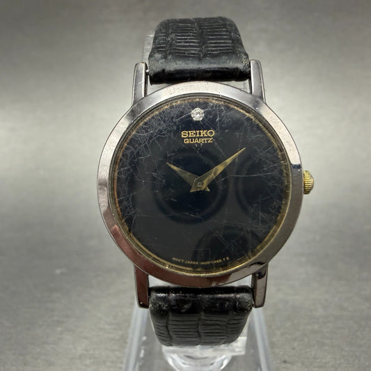 Seiko Watch Women 25mm Black Dial Black Tone Round 1N00-0C99 New Battery VTG GH0