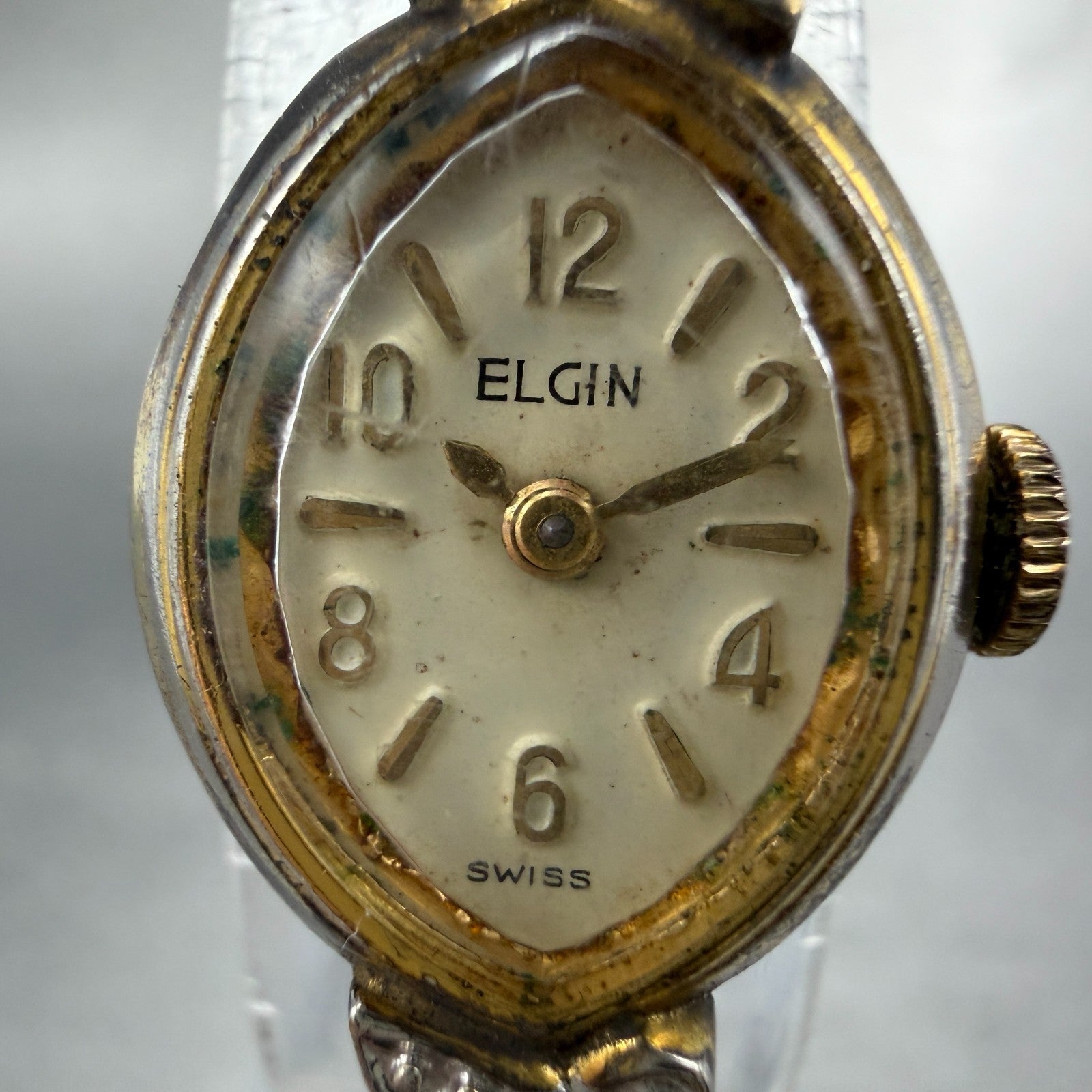 Elgin Watch Women 17mm Cream Dial Gold Tone Manual Wind Runs Vintage Cocktail1