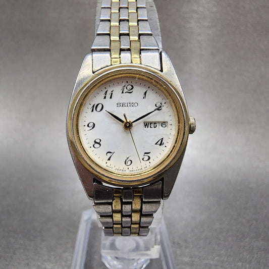 Seiko Watch Women 23mm White Dial Two Tone Daydate 7n830011 New Battery0