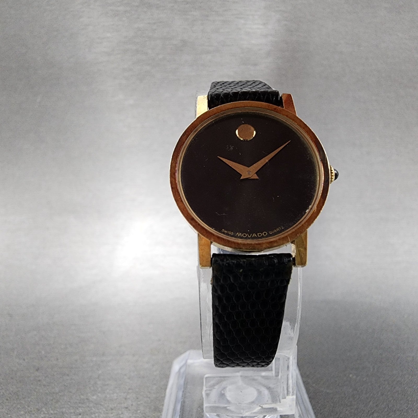 Movado Museum Watch Women 22mm Black Dial 14K Solid Gold Round New Battery5