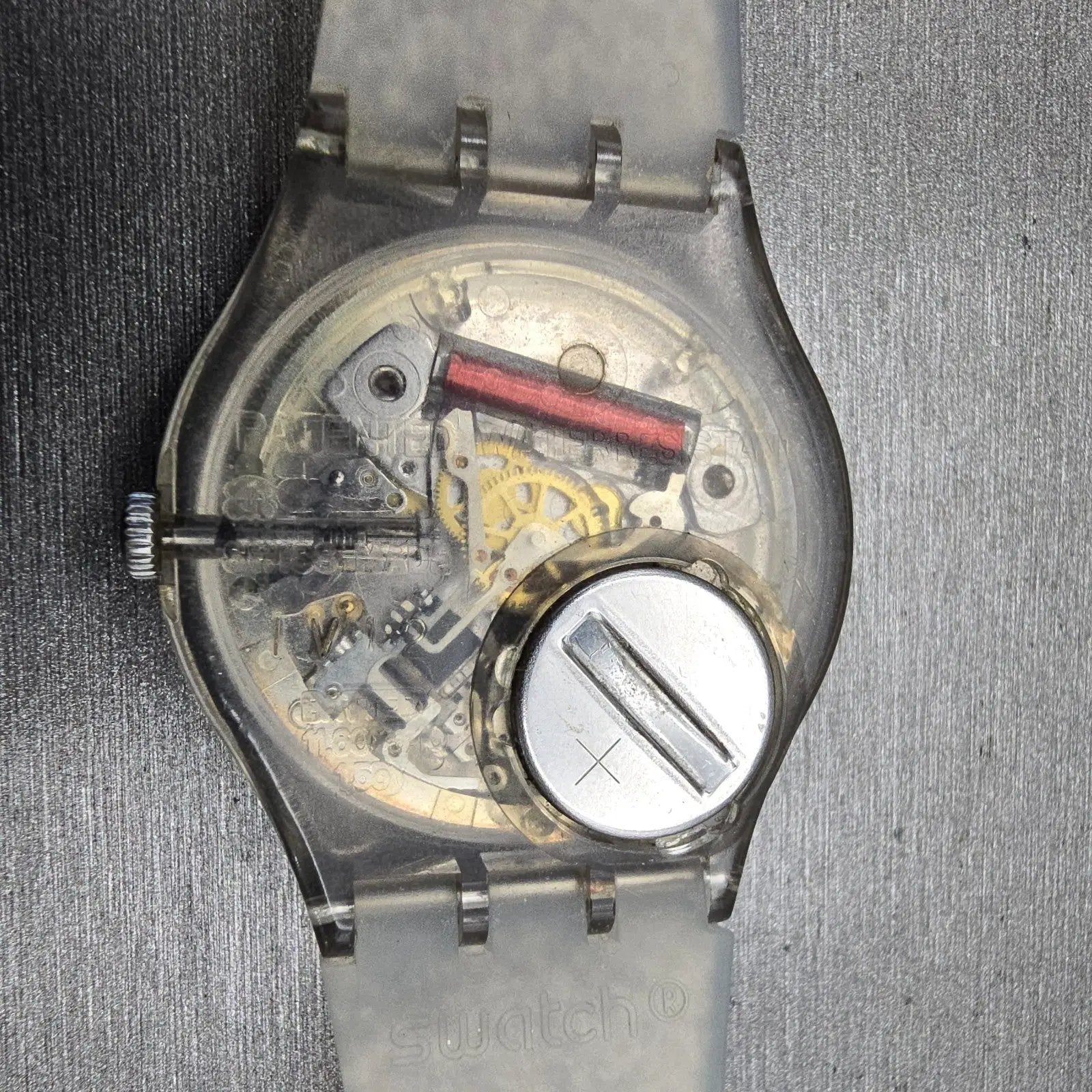 Swatch Silverblush Watch Men 34mm Silver Dial Clear Case Date GM416C New Battery10