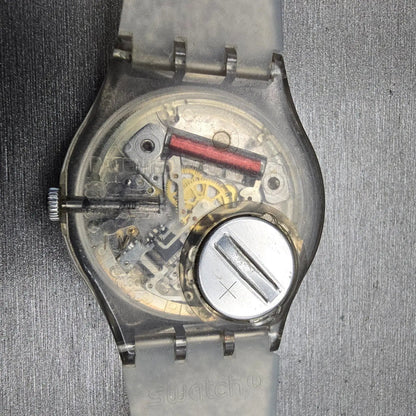 Swatch Silverblush Watch Men 34mm Silver Dial Clear Case Date GM416C New Battery10