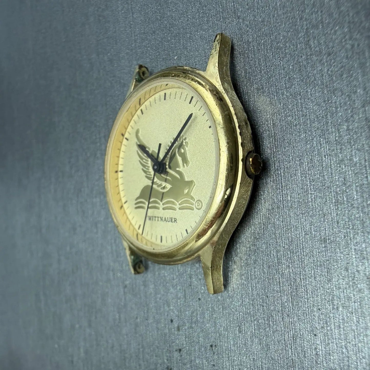 Wittnauer Pegasus Watch Men 33mm Champagne Dial Gold Tone Round New Battery5