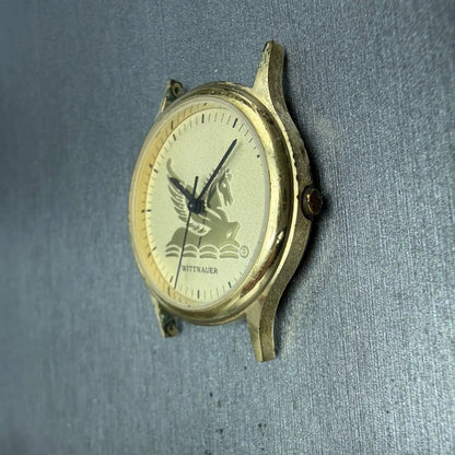 Wittnauer Pegasus Watch Men 33mm Champagne Dial Gold Tone Round New Battery5
