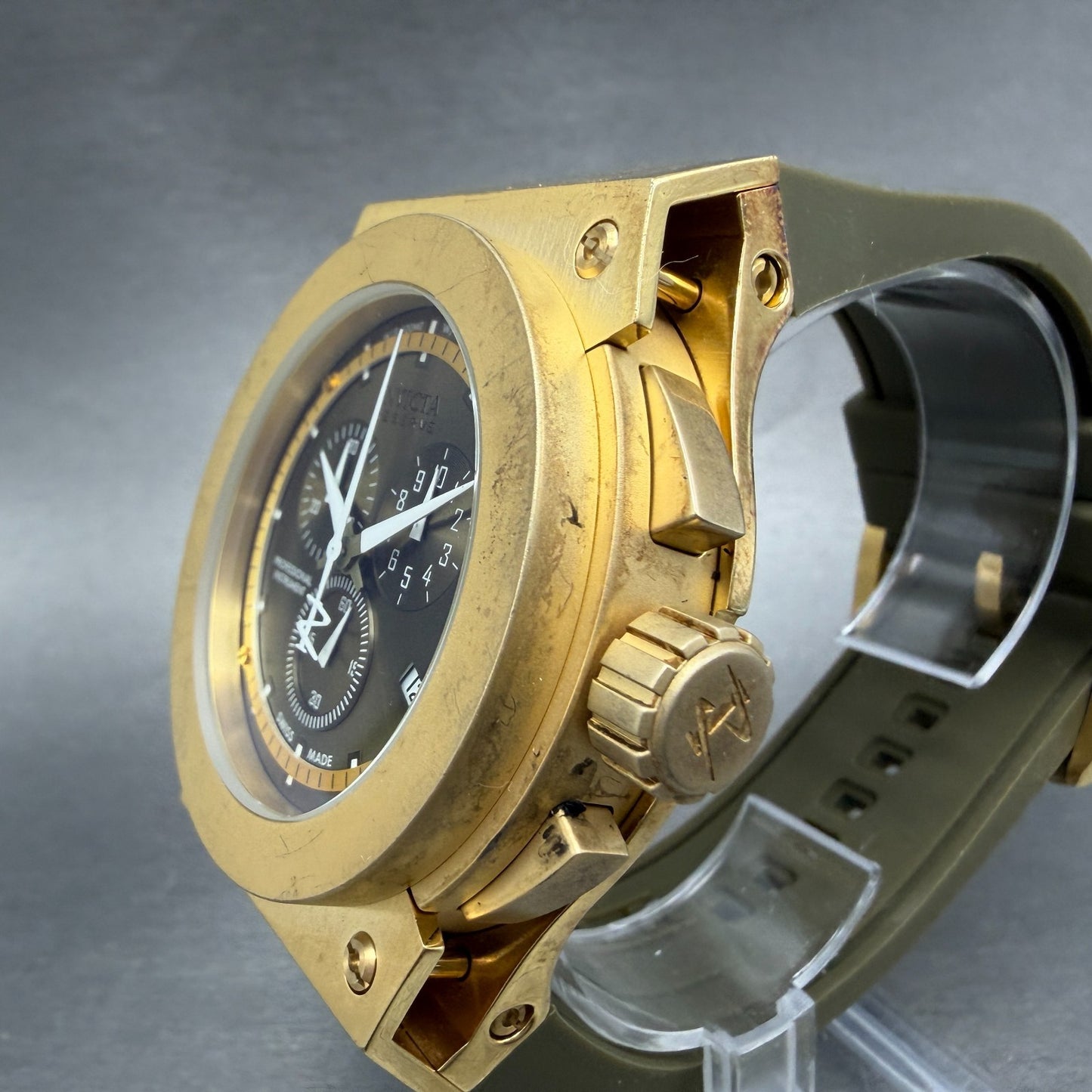 Invicta Akula Reserve Chrono Watch Men 54mm Green Dial Gold Date 12012 New batt2