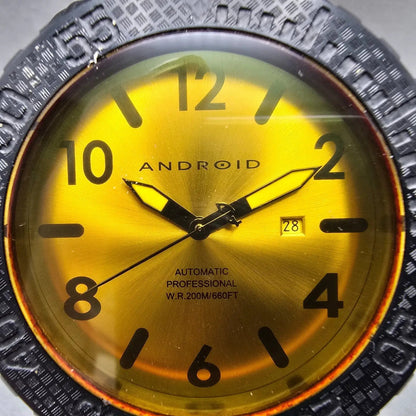 Android Trans 48 Automatic Watch Men 51mm Yellow Dial Black Tone Date Round Runs1