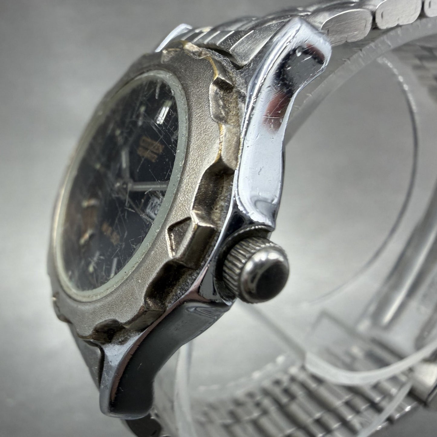 Citizen Watch Women 26mm Black Dial Silver Tone Daydate Round New Battery VTG8