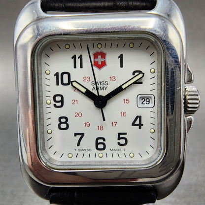 Victorinox Swiss Army Tank Watch Women 30mm White Dial Steel Date Rectangle Runs1