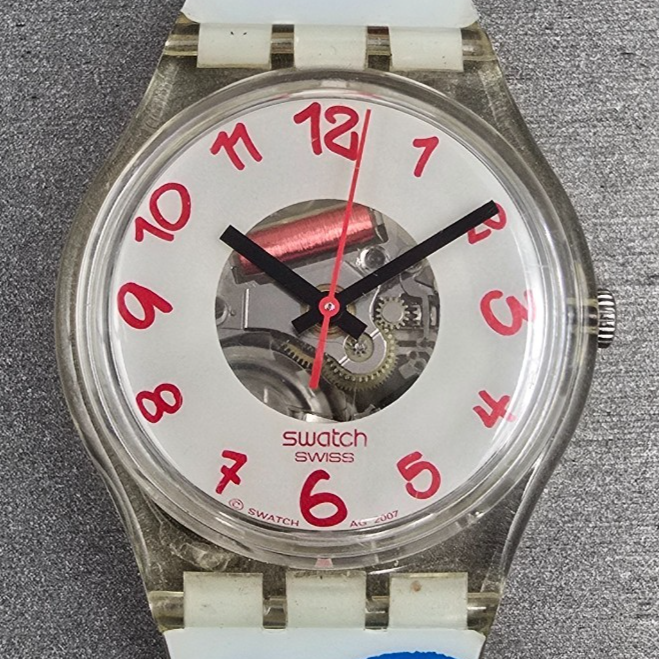 Swatch Paralympic Watch Men 35mm White Dial Clear Case Round GE213 New Battery1