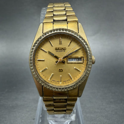 Seiko SQ Watch Women 24mm Champagne Dial Gold Tone Daydate 2a23-0030 New Batt GV0