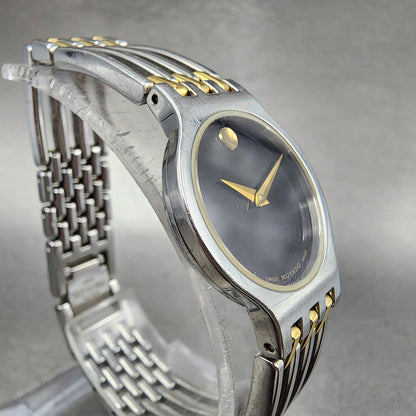 Movado Esperanza Watch Women 23mm Black Dial Two Tone Round 84A11821 New Batt A14