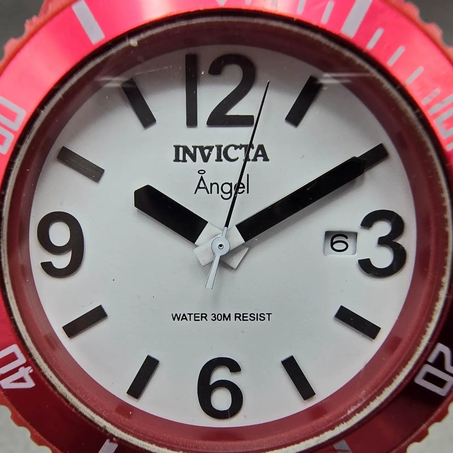 Invicta Angel Dive Watch Women 39mm White Dial Red Tone Date 1215 New Battery1