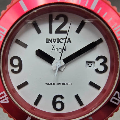 Invicta Angel Dive Watch Women 39mm White Dial Red Tone Date 1215 New Battery1