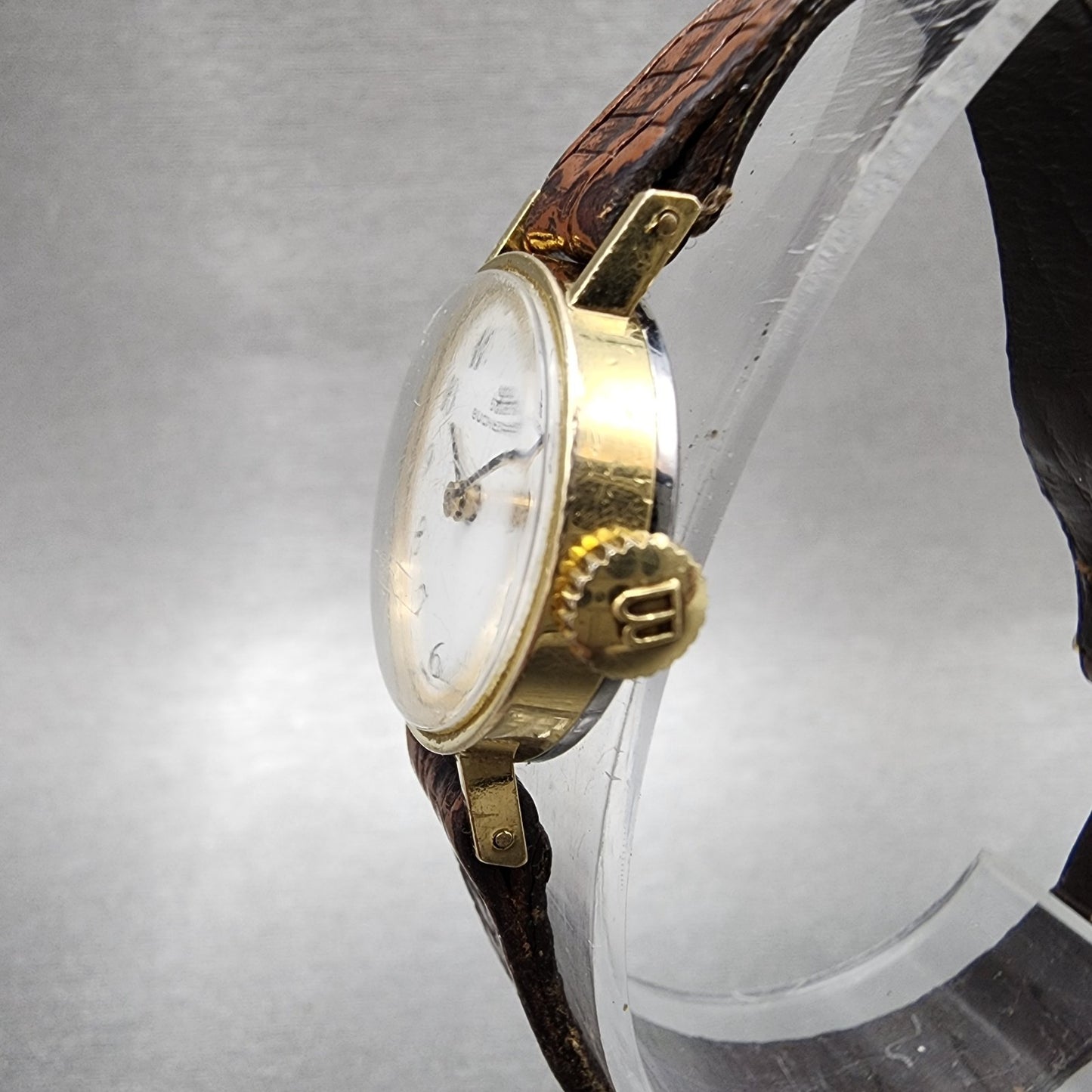 Bucherer Watch Women 21mm White Dial Gold Plated Manual Wind PARTS3
