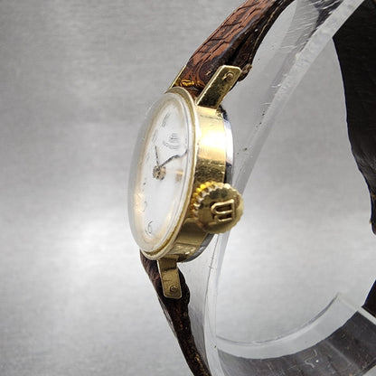 Bucherer Watch Women 21mm White Dial Gold Plated Manual Wind PARTS3