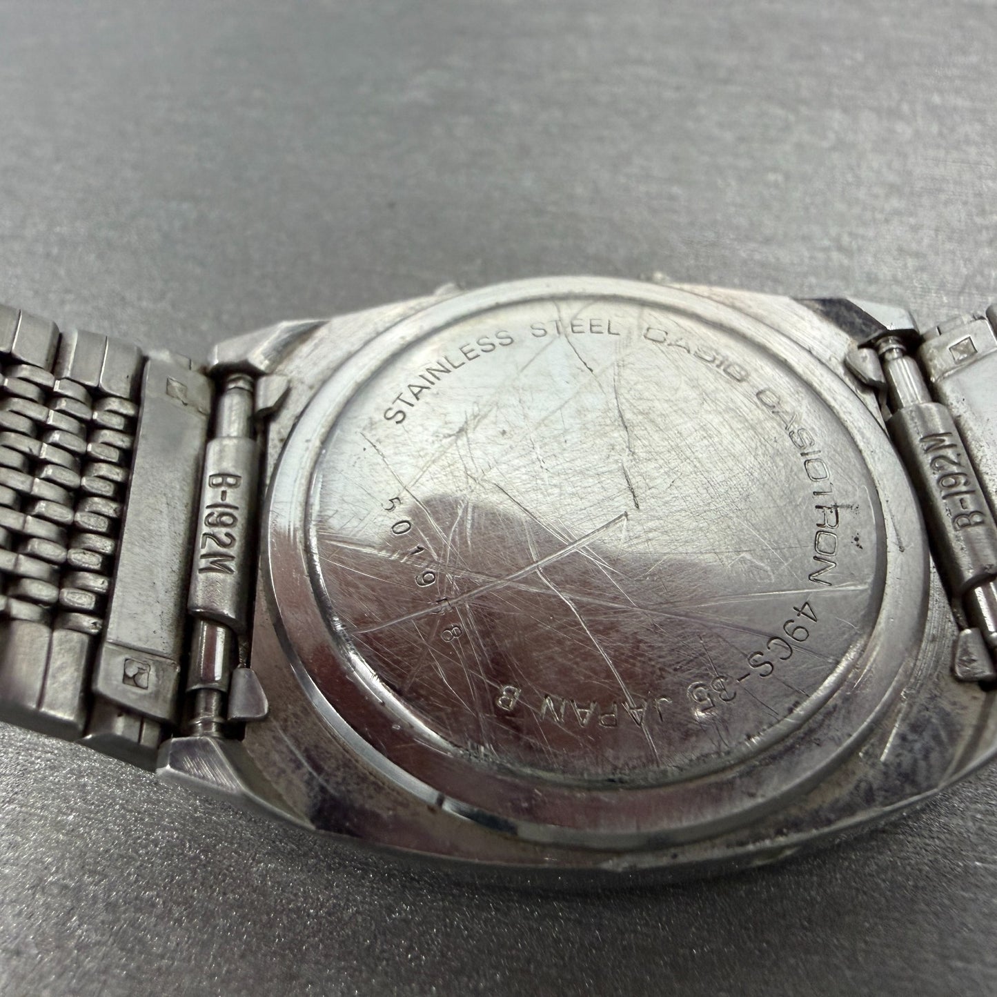 Casio Casiotron Watch Men 32mm Digital Daydate Oval 49CS-35 Vintage PARTS10