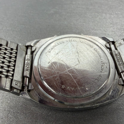 Casio Casiotron Watch Men 32mm Digital Daydate Oval 49CS-35 Vintage PARTS10