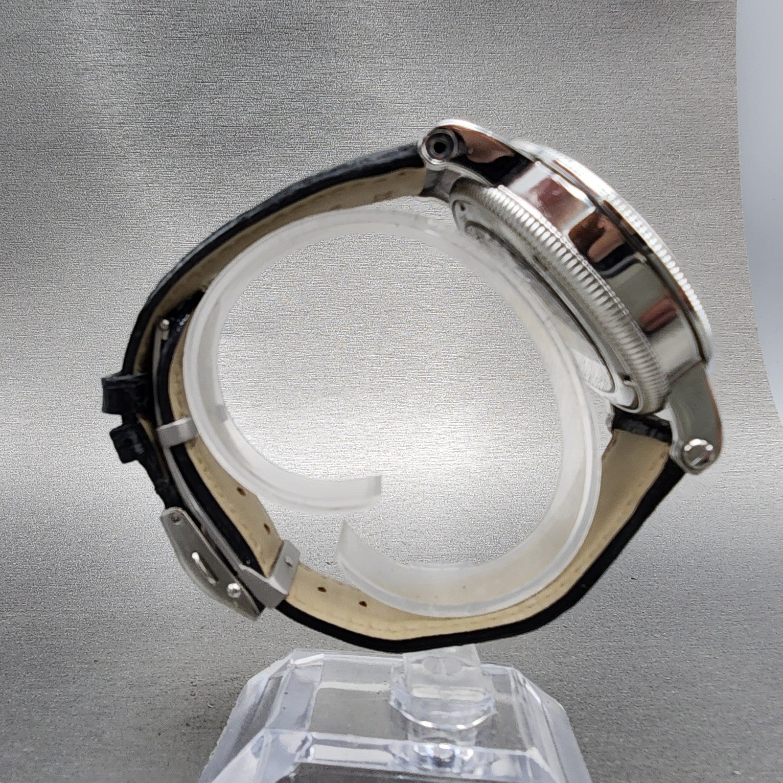 Stauer Tourbillon Watch Men 43mm White Dial Silver Tone Moonphase 0341 PARTS9
