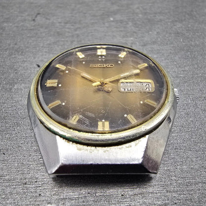 Seiko Automatic Watch Men 37mm Brown Dial Two Tone Daydate 6309-8099 PARTS VTG5
