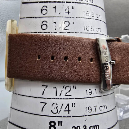 Michael Kors Watch Women 36mm Brown Dial Tan Tone Rectangle MK-4001 New Battery11