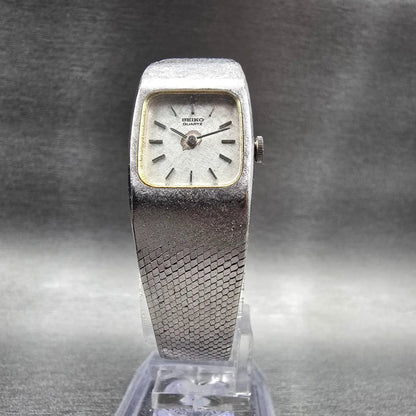 Seiko Watch Women 16mm Silver Dial Silver Tone Rectangle 16-3269 New Battery JP35