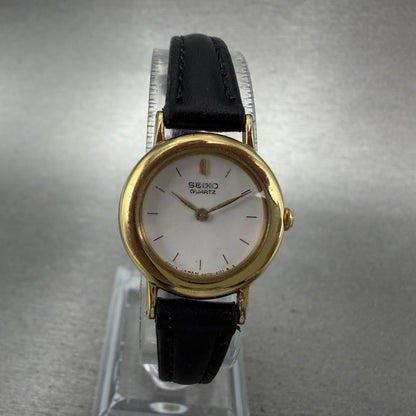 Seiko Watch Women 21mm White Dial Gold Tone Round 4N00-1158 New Battery0