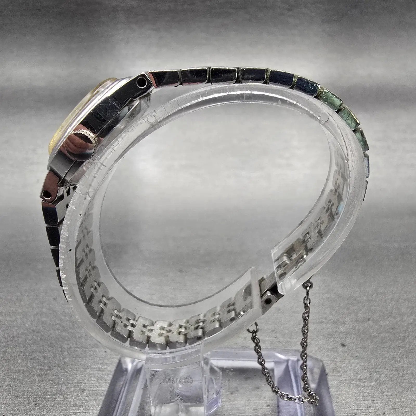 Seiko Watch Women 16mm Blue Dial Silver Tone Oval 1100-5319 Manual Runs VTG6