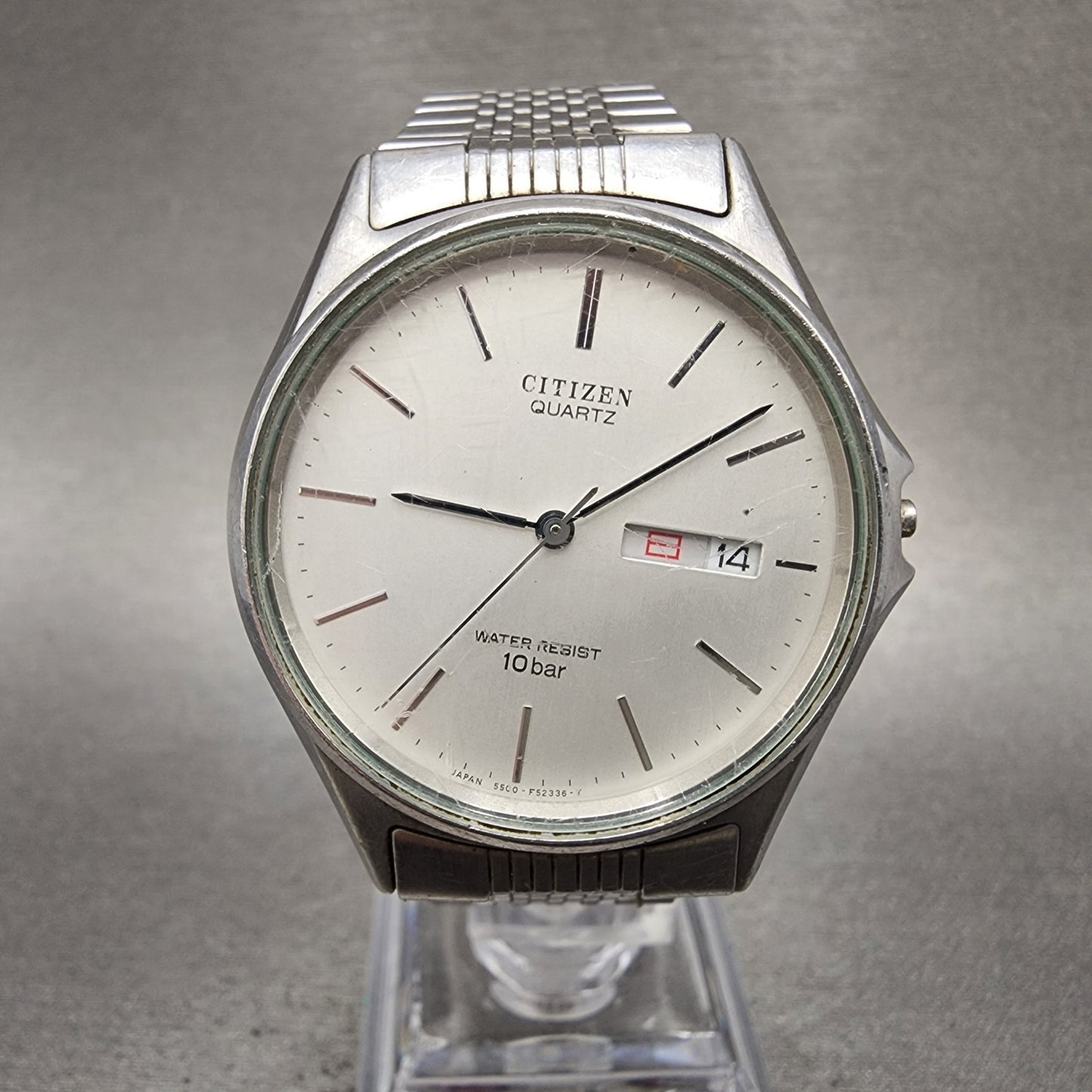 Citizen Watch Men 35mm White Dial Silver Tone Daydate Round 5500F50131 PARTS0