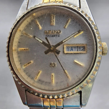 Seiko SQ Watch Women 24mm Silver Dial Two Tone Daydate Round 3Y03-0169 New Batt1