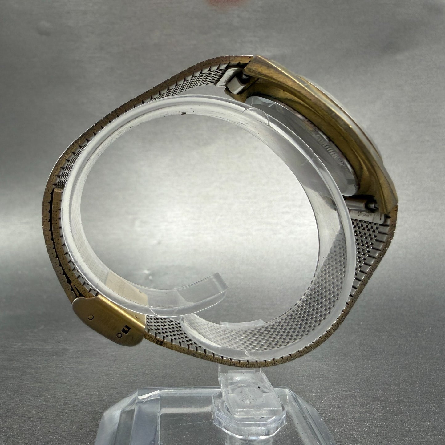 Elgin Watch Men 33mm Gold Dial Gold Tone Daydate Round New Battery  VTG8
