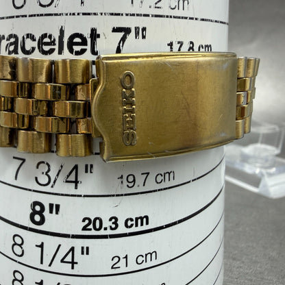 Seiko SQ President Watch Men 36mm Black Dial Gold Tone Daydate 5Y23-8A69 NewBatV10