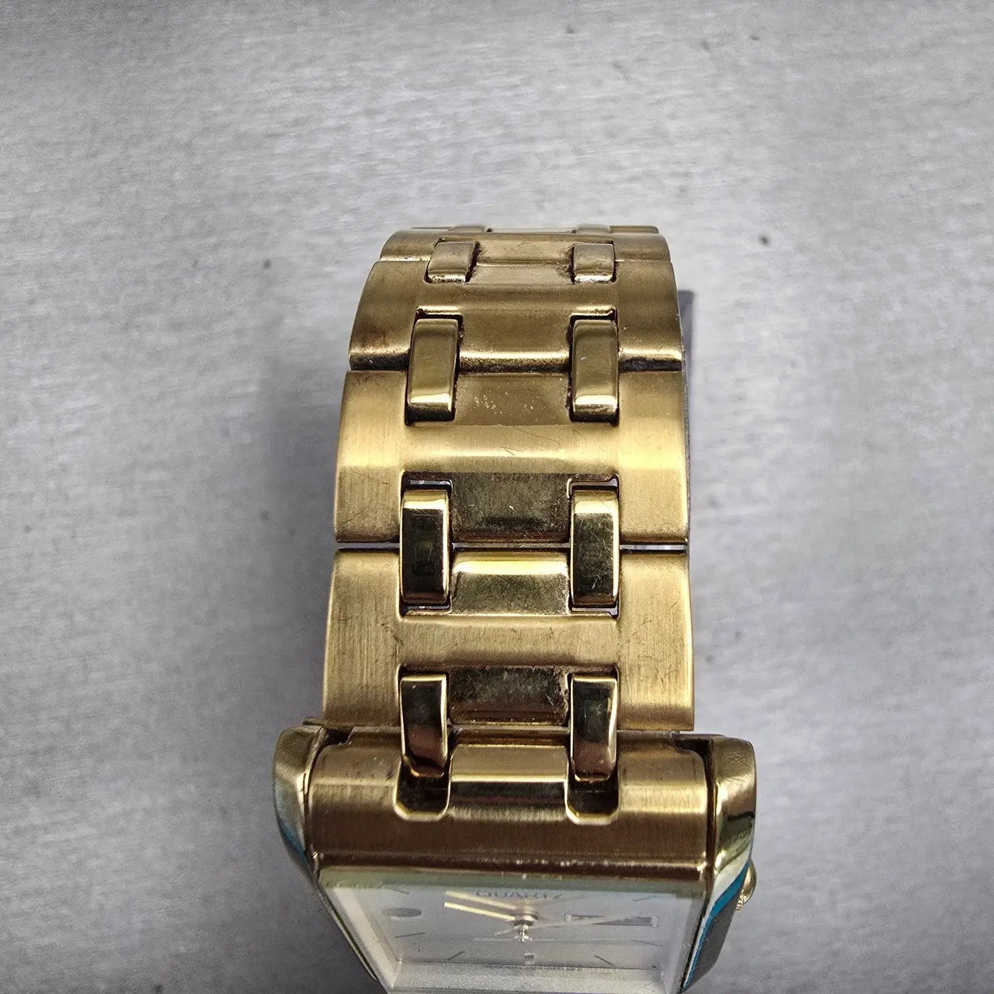 Citizen Watch Men 25mm Gold Dial Gold Tone Daydate Rectangle 1002-S99299 New Bat4