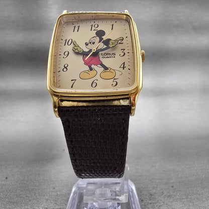 Seiko Lorus Mickey Mouse Watch Men 27mm Champagne Dial V515-5000 New Battery VTG5