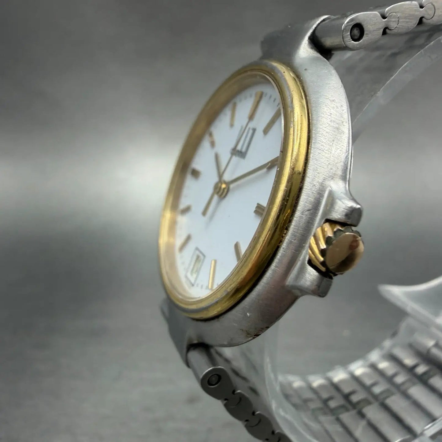 Dunhill Millennium Watch Men 32mm White Dial Two Tone Date Round New Battery2
