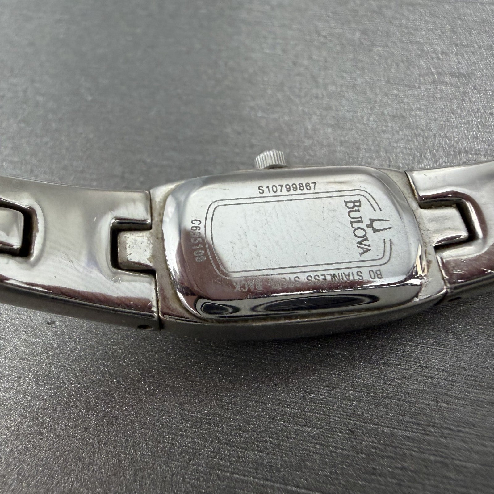Bulova Tank Watch Women 13mm Blue Dial Silver Tone Rectangle 96L98 New Battery9