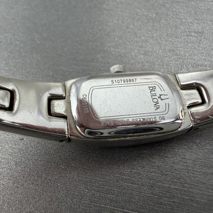 Bulova Tank Watch Women 13mm Blue Dial Silver Tone Rectangle 96L98 New Battery9