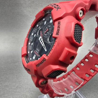Casio G-Shock GA-100B Watch Men 51mm Red Black Alarm Chrono Analog Digital READ!2