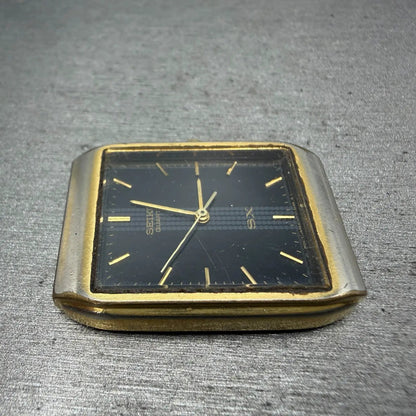 Seiko SX Tank Watch Men 25mm Black Dial Gold Tone Rectangle V701-5K00 PARTS4