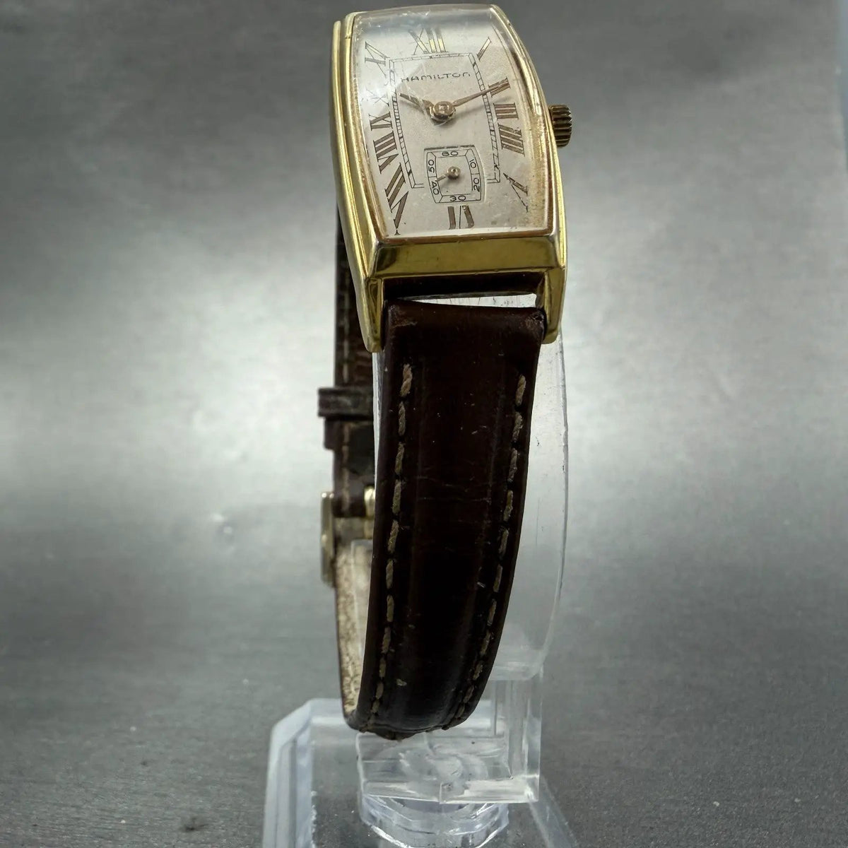Hamilton Tank Watch Women 18mm Gray Dial Gold Tone Rectangle New Battery5